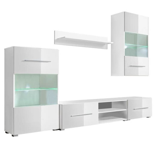 Fnfteilige Wohnwand TV-Schrank mit LED-Beleuchtung Wei