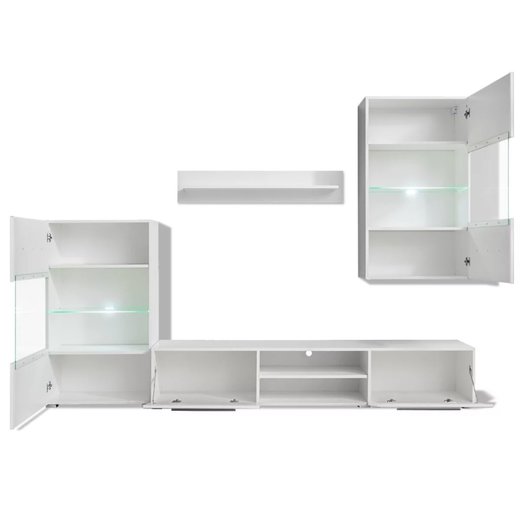 Fnfteilige Wohnwand TV-Schrank mit LED-Beleuchtung Wei