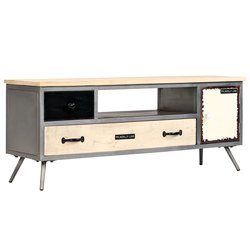 TV-Schrank Mangoholz Massiv und Stahl 120 x 30 x 45 cm