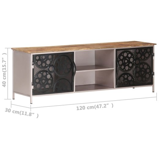 TV-Schrank 120x30x40 cm Raues Mangoholz