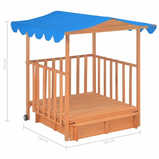 Kinderspielhaus mit Sandkasten Tannenholz Blau UV50