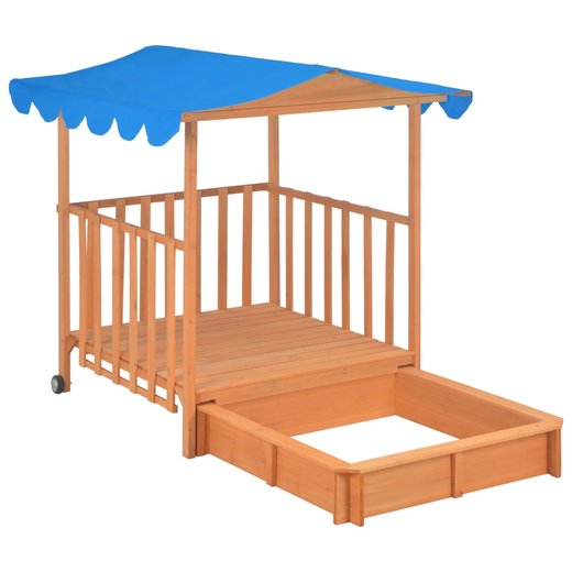 Kinderspielhaus mit Sandkasten Tannenholz Blau UV50