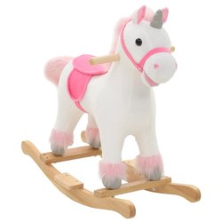 Schaukeltier Einhorn Plsch 65x32x58 cm Wei und Rosa