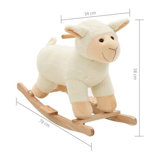 Schaukeltier Schaf Plsch 78 x 34 x 58 cm Wei