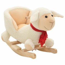 Schaukeltier Schaf mit Rckenlehne Plsch 60x32x50 cm Wei