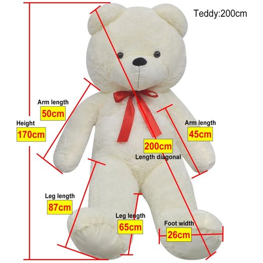 Teddybr Kuscheltier Plsch Wei 170 cm