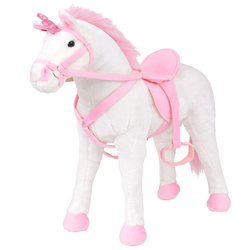 Plschtier Stehend Einhorn Wei und Rosa XXL