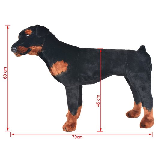 Plschtier Stehend Rottweiler Schwarz und Braun XXL