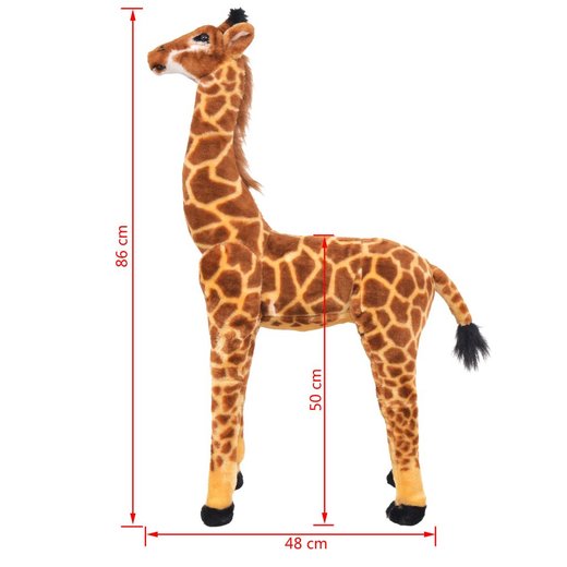 Stehendes Plschspielzeug Giraffe Braun und Gelb XXL