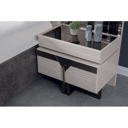 Schlafzimmer Set CALVIN 160 x 200  mit Kleiderschrank mit Schminktisch 1X Nachttisch mit Spiegel