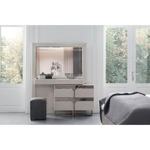 Schlafzimmer Set CALVIN 160 x 200  mit Kleiderschrank mit Schminktisch 1X Nachttisch mit Spiegel