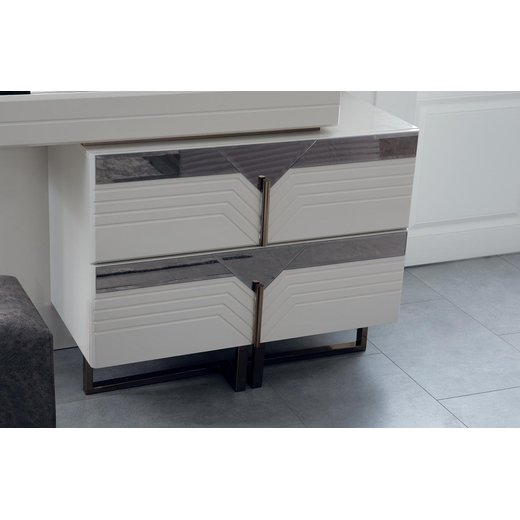 Schlafzimmer Set CALVIN 160 x 200  mit Kleiderschrank mit Schminktisch 1X Nachttisch mit Spiegel