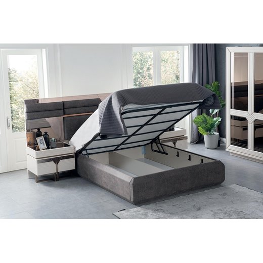 Schlafzimmer Set CALVIN 160 x 200  mit Kleiderschrank mit Schminktisch 1X Nachttisch mit Spiegel