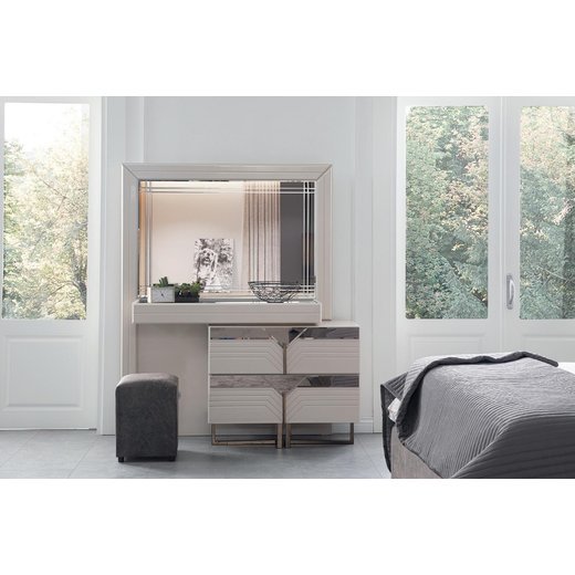 Schlafzimmer Set CALVIN 160 x 200  ohne Kleiderschrank ohne Schminktisch 2X Nachttisch mit Spiegel