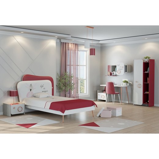 Kinderzimmer Set Magic mit Bettgestell mit Kleiderschrank mit Schreibtisch  mit Bcherregal  ohne Sideboard  ohne Wandregal  ohne Nachttisch