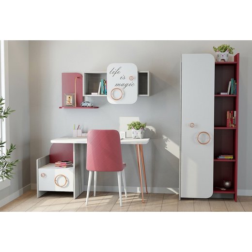 Kinderzimmer Set Magic mit Bettgestell mit Kleiderschrank mit Schreibtisch  mit Bcherregal  ohne Sideboard  ohne Wandregal  ohne Nachttisch