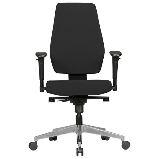 Brostuhl DARIUS mit Stoff-Bezug in Schwarz | Design Schreibtisch-Stuhl mit Synchromechanik & Armlehnen | Drehstuhl Drehsessel ergonomisch 120 kg