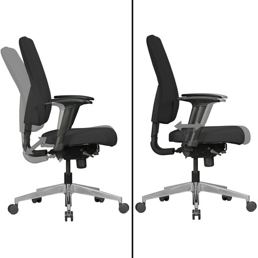 Brostuhl DARIUS mit Stoff-Bezug in Schwarz | Design Schreibtisch-Stuhl mit Synchromechanik & Armlehnen | Drehstuhl Drehsessel ergonomisch 120 kg