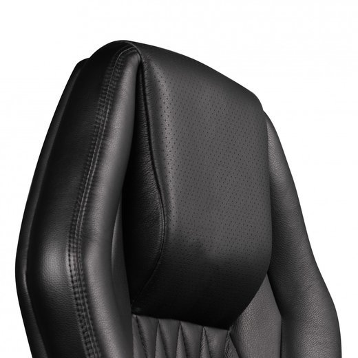Brostuhl MONTEREY Echt-Leder Schwarz Schreibtischstuhl 120KG Chefsessel hohe Rckenlehne mit Kopfsttze X-XL