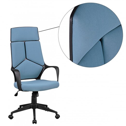 Brostuhl TECHLINE Stoffbezug Blau Schreibtischstuhl Design Chefsessel Drehstuhl mit Wippmechanik & Armlehne