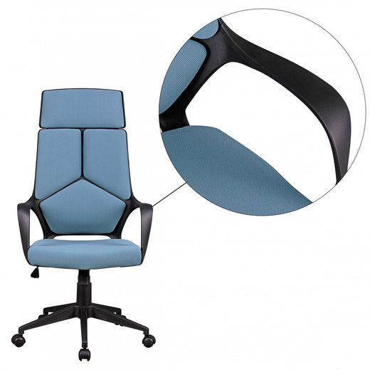 Brostuhl TECHLINE Stoffbezug Blau Schreibtischstuhl Design Chefsessel Drehstuhl mit Wippmechanik & Armlehne