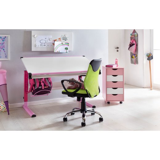 Kinder-Schreibtischstuhl KiKa Schwarz Limette fr Kinder ab 6 mit Lehne | Kinder-Drehstuhl Kinder-Brostuhl ergonomisch | Jugendstuhl hhenverstellbar