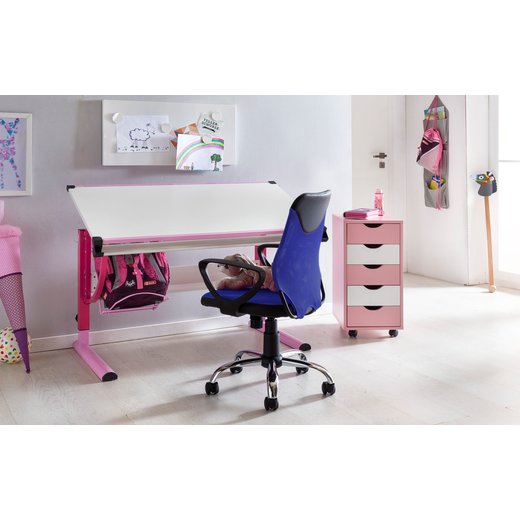 Kinder-Schreibtischstuhl KiKa Schwarz Blau fr Kinder ab 6 mit Lehne | Kinder-Drehstuhl Kinder-Brostuhl ergonomisch | Jugendstuhl hhenverstellbar