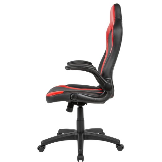 Gaming-Drehstuhl Bezug Kunstleder Schwarz/Rot Schreibtischstuhl bis 120 kg | Bro-Drehsessel mit beweglichen Armlehnen & hoher Rckenlehne