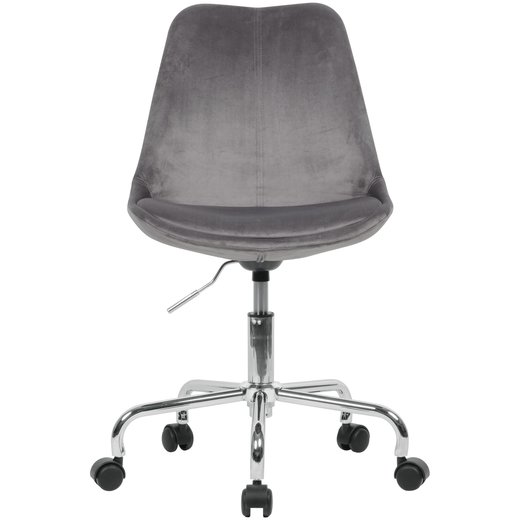 Schreibtischstuhl Dunkelgrau Samt | Design Drehstuhl mit Lehne | Arbeitsstuhl mit 110 kg Maximalbelastung | Schalenstuhl mit Rollen | Stuhl drehbar