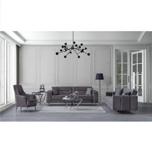 Diamond Sofa Set 3 Sitzer 1103 - Senfgelb Silber