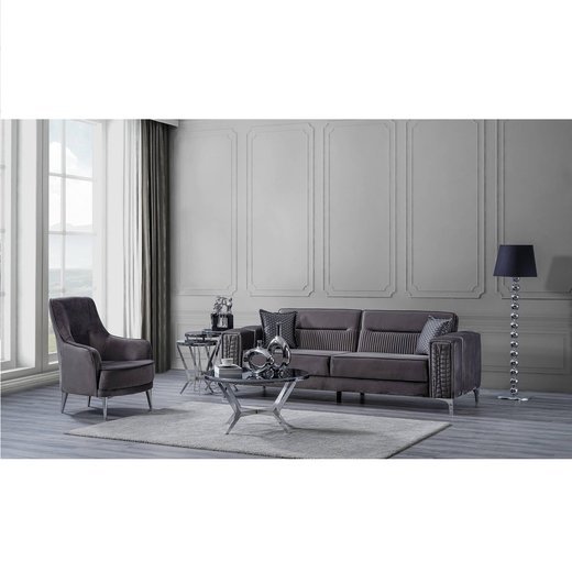 Diamond Sofa Set 3 Sitzer 1103 - Senfgelb Silber