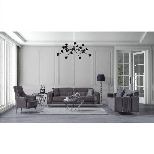 Diamond Sofa Set 3 Sitzer 1111 - Grau Silber