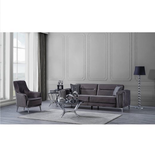 Diamond Sofa Set Sessel 1105 - Dunkelbraun Silber