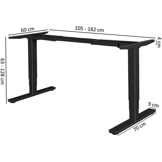 ® elektrisch höhenverstellbares Tischgestell schwarz Gestell mit Memory Funktion | Schreibtischgestell stufenlos höhenverstellbar von 63 - 128 cm