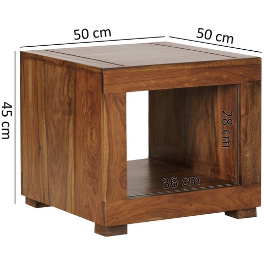 Couchtisch MUMBAI Massiv-Holz Sheesham 50 cm breit Wohnzimmer-Tisch Design dunkel-braun Landhaus-Stil Beistelltisch