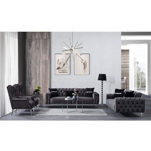 Mostar Sofa Set 3`er + 3`er + 2X Sessel 1130 - Bordeaux Silber