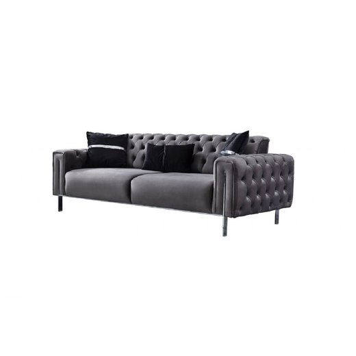 Mostar Sofa Set 3`er + 3`er + 2X Sessel 1132 - Dunkelblau Silber