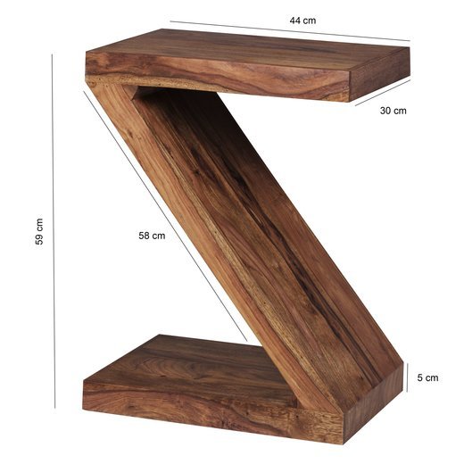 Beistelltisch MUMBAI Massivholz Sheesham Z Cube 59cm hoch Wohnzimmer-Tisch Design braun Landhaus-Stil Couchtisch
