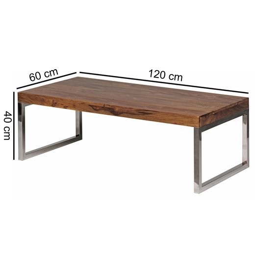 Couchtisch GUNA Massiv-Holz Sheesham 120cm breit Wohnzimmer-Tisch Design dunkel-braun Landhaus-Stil Beistelltisch