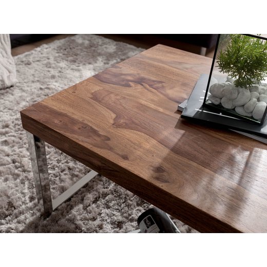 Couchtisch GUNA Massiv-Holz Sheesham 120cm breit Wohnzimmer-Tisch Design dunkel-braun Landhaus-Stil Beistelltisch