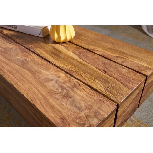 Couchtisch SIRA Massiv-Holz Sheesham 120cm breit Design Wohnzimmer-Tisch dunkel-braun Landhaus-Stil Beistelltisch