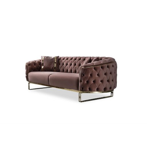 Odea Sofa Set 3`er + 3`er + Sessel 1105 - Dunkelbraun Silber