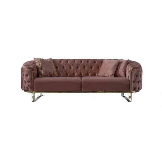 Odea Sofa Set 3`er + 3`er + Sessel 1109 - Blau Gold
