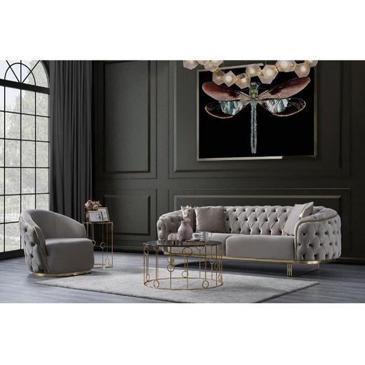 Odea Sofa Set 3`er + 3`er 1102 - Braun Silber