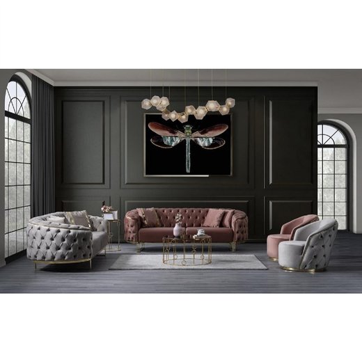 Odea Sofa Set 3`er + 3`er 1126 - Grn Silber