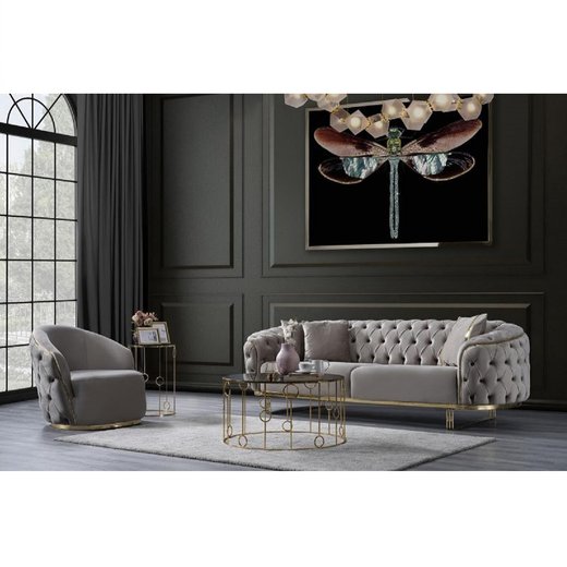 Odea Sofa Set 3`er + 3`er 1126 - Grn Silber