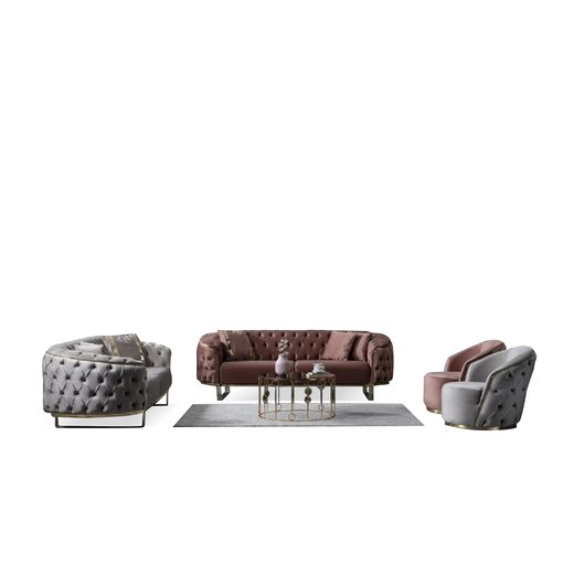 Odea Sofa Set 3`er + 3`er 1126 - Grn Silber