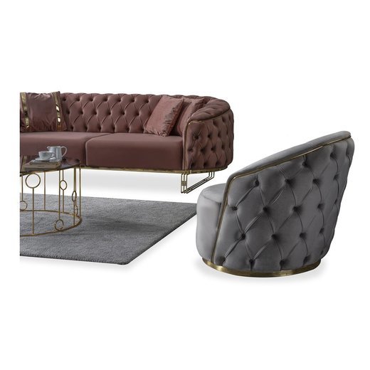 Odea Sofa Set 3 Sitzer 1131 - Dunkelgrau Gold