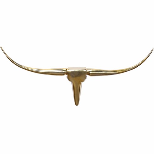 Deko Geweih Bull M WL1.392 Gold 100 cm Aluminium Design Hrner | Wanddekoration Stierkopf Horn Modern | Wandskulptur Geweih-Jagdtrophe Metall | Longhorn Wandschmuck Gro