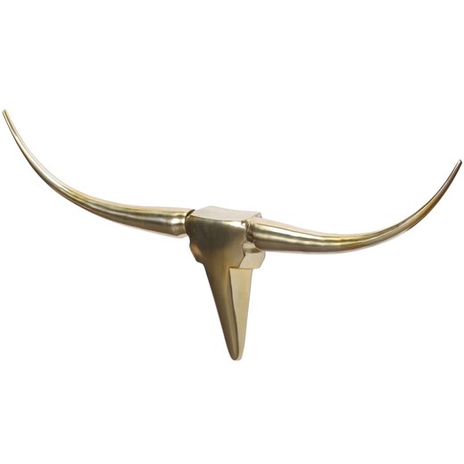 Deko Geweih Bull M WL1.392 Gold 100 cm Aluminium Design Hrner | Wanddekoration Stierkopf Horn Modern | Wandskulptur Geweih-Jagdtrophe Metall | Longhorn Wandschmuck Gro